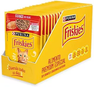 Pack Nestlé Purina Friskies Ração Úmida Para Gatos Adultos Frango Ao Molho - Com 15 Sachês 85g