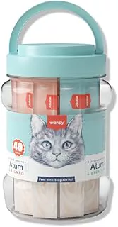 Wanpy/Truly Creamy Petisco Cremoso para Gatos, 40 Sachês, 560g, Atum e Salmão + Atum e Bacalhau