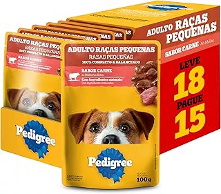 Pack Ração Úmida Pedigree Sachê Carne ao Molho para Cães Adultos de Raças Pequenas - Leve 18 Pague 15