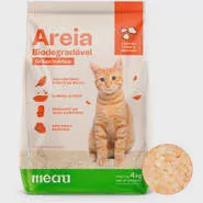 Areia Higiênica Meau Biodegradável Grãos Médios para Gatos - 4Kg